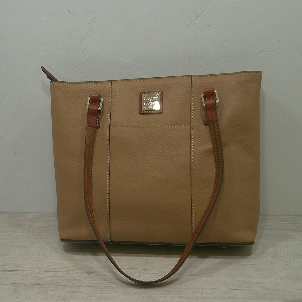 Dooney & Bourke Classic Minimalist Pebble Grain Camel Tan Leather Lexington Tote - Picture 1 of 14